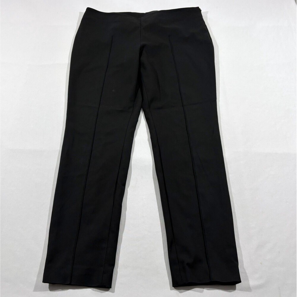 AKRIS Black Cotton Elastic Waist Pants Womens Relaxed Straight Trouser Sz 12